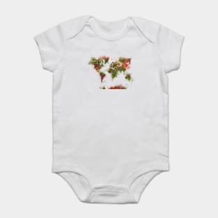 world map flowers  #map #worldmap Baby Bodysuit